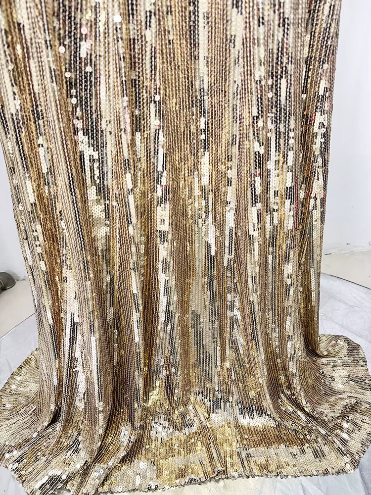 Aureline Gold Sequin Beaded Gown